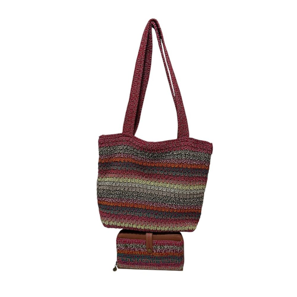 The Sak Sunset Stripe Classics Tote Purse Bag Iris Large Smartphone Wallet